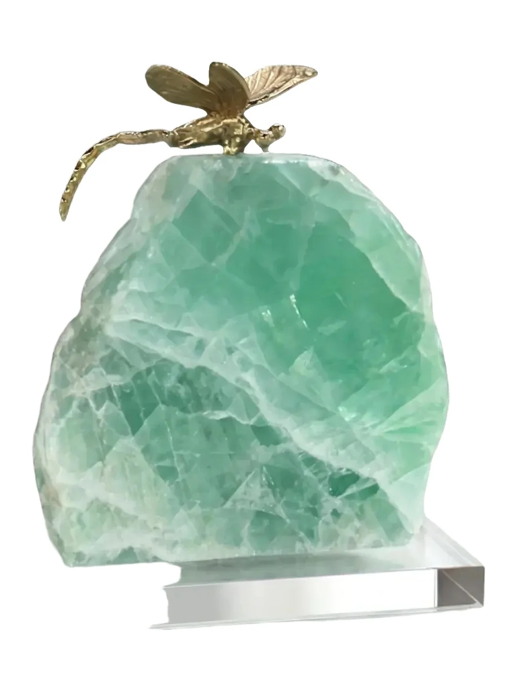 John-Richard Collection Brass Dragonfly Sculpture on Chlorophane II