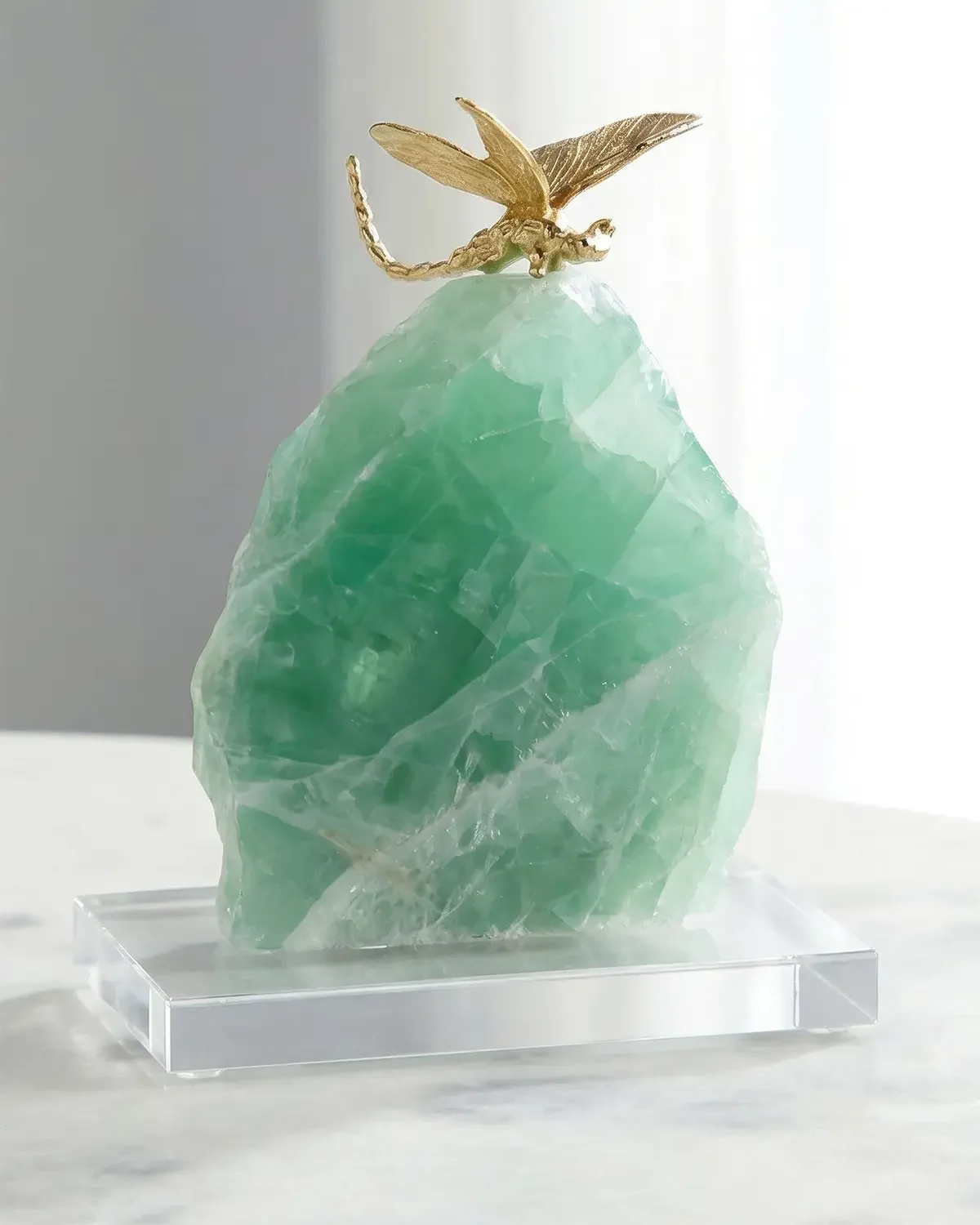 John-Richard Collection Brass Dragonfly Sculpture on Chlorophane I
