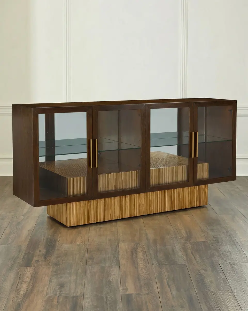 John-Richard Collection Suffolk 4-Door Lighted Credenza | Image 1 John-Richard Collection Suffolk 4-Door Lighted Credenza | Image 1