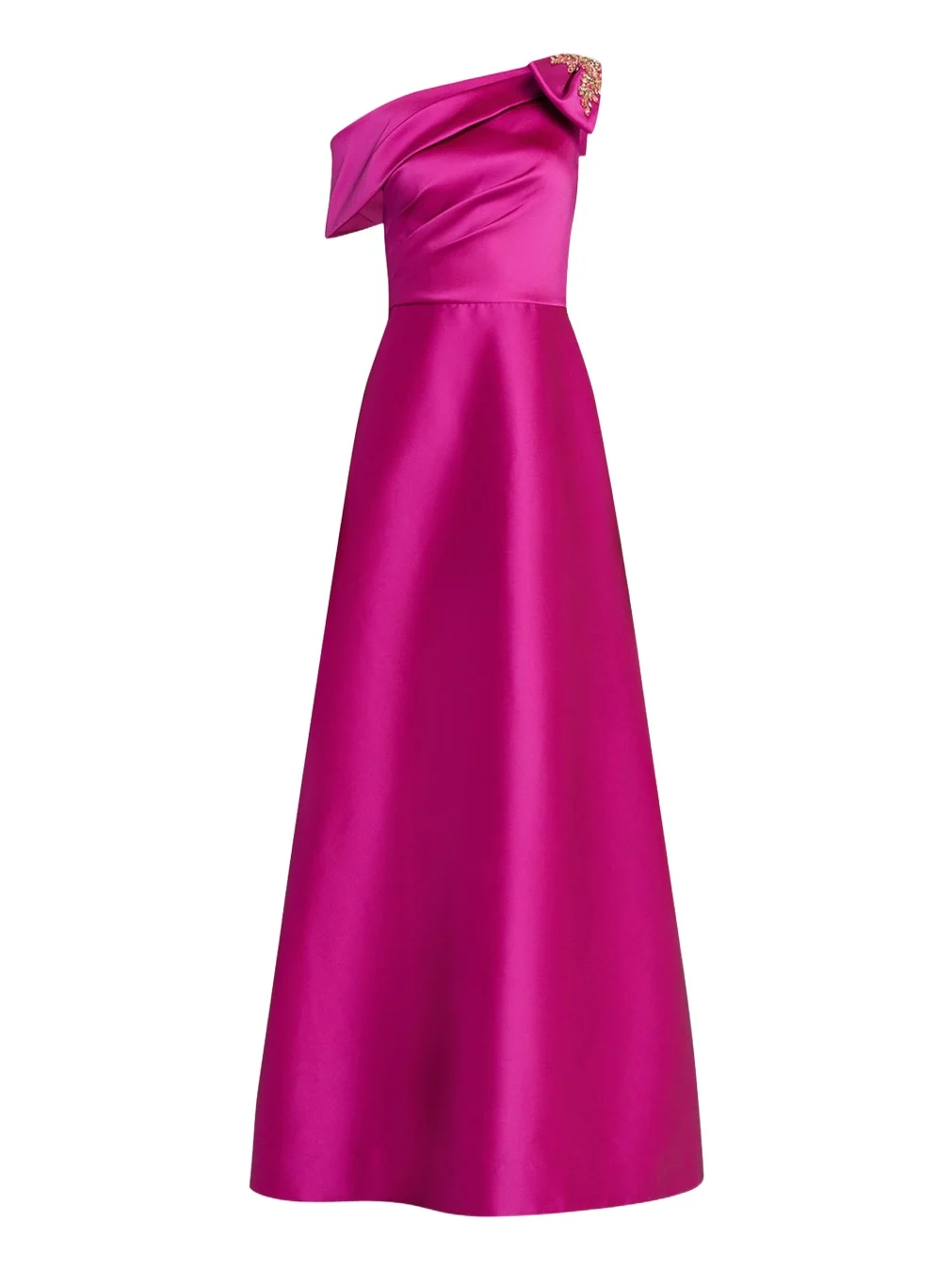 Rickie Freeman for Teri Jon Draped One-Shoulder Bow Gown