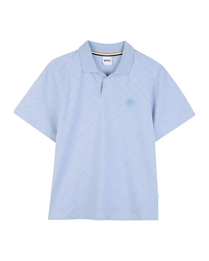 BOSS Boy 's Quilted-Effect Stretch Cotton Polo Shirt, Size 8-16 | Image 1 BOSS Boy 's Quilted-Effect Stretch Cotton Polo Shirt, Size 8-16 | Image 1