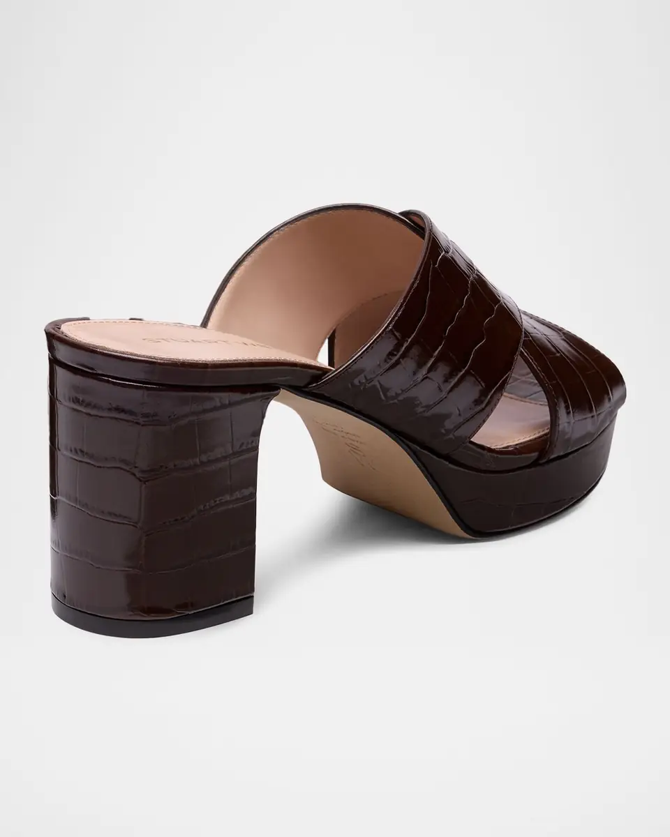 Stuart Weitzman 80mm Dayna Croc-Embossed Leather Platform Sandals | Thumbnail 3 Stuart Weitzman 80mm Dayna Croc-Embossed Leather Platform Sandals | Thumbnail 3