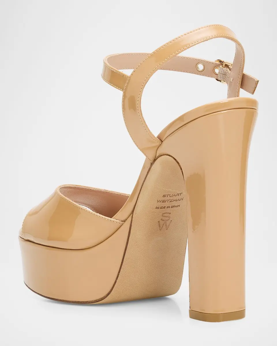 Stuart Weitzman 130mm Reade Patent Leather Platform Sandals | Thumbnail 4