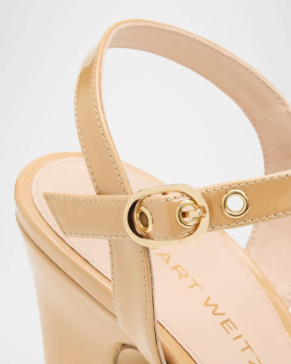Stuart Weitzman 130mm Reade Patent Leather Platform Sandals | Thumbnail 5