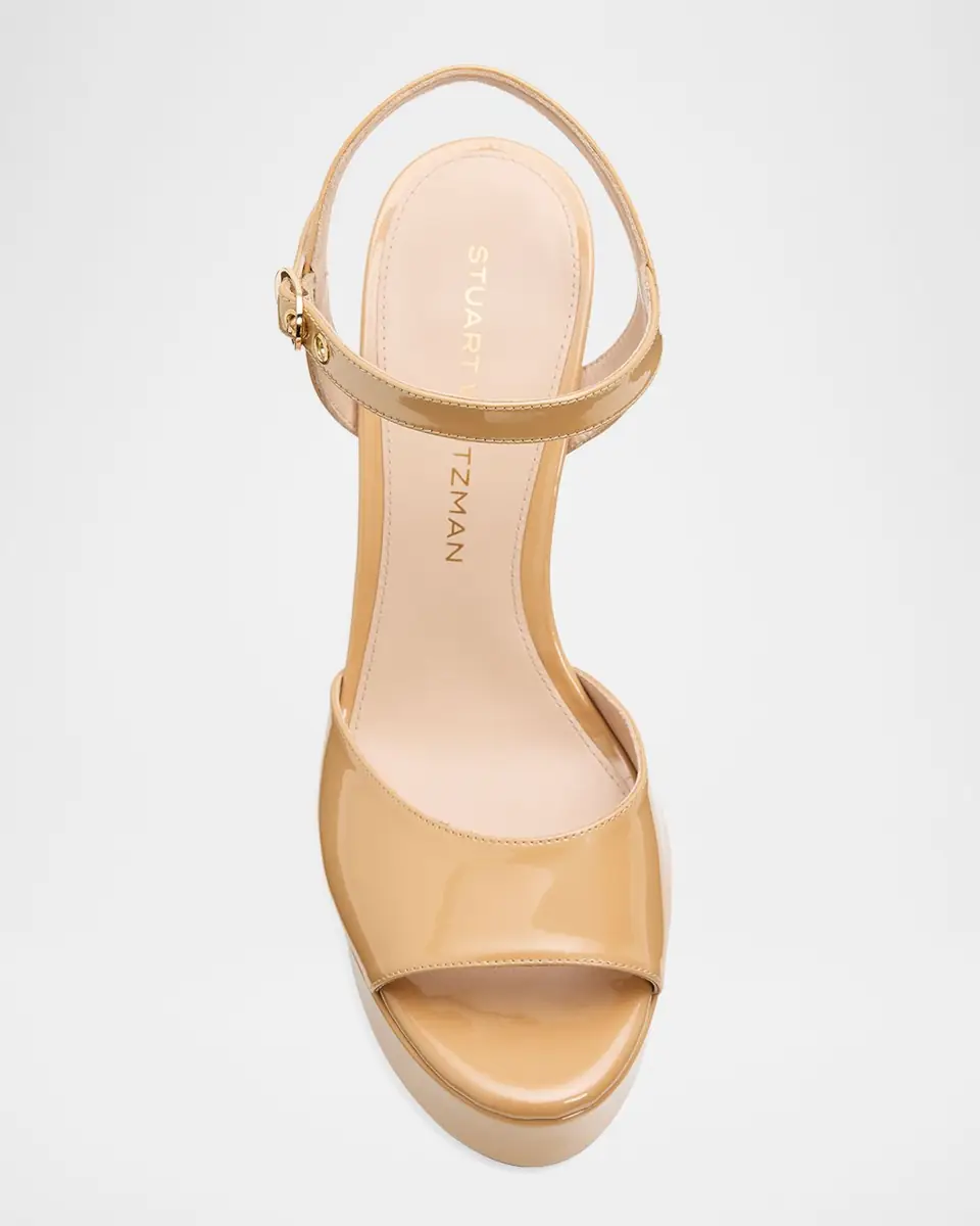 Stuart Weitzman 130mm Reade Patent Leather Platform Sandals | Thumbnail 6