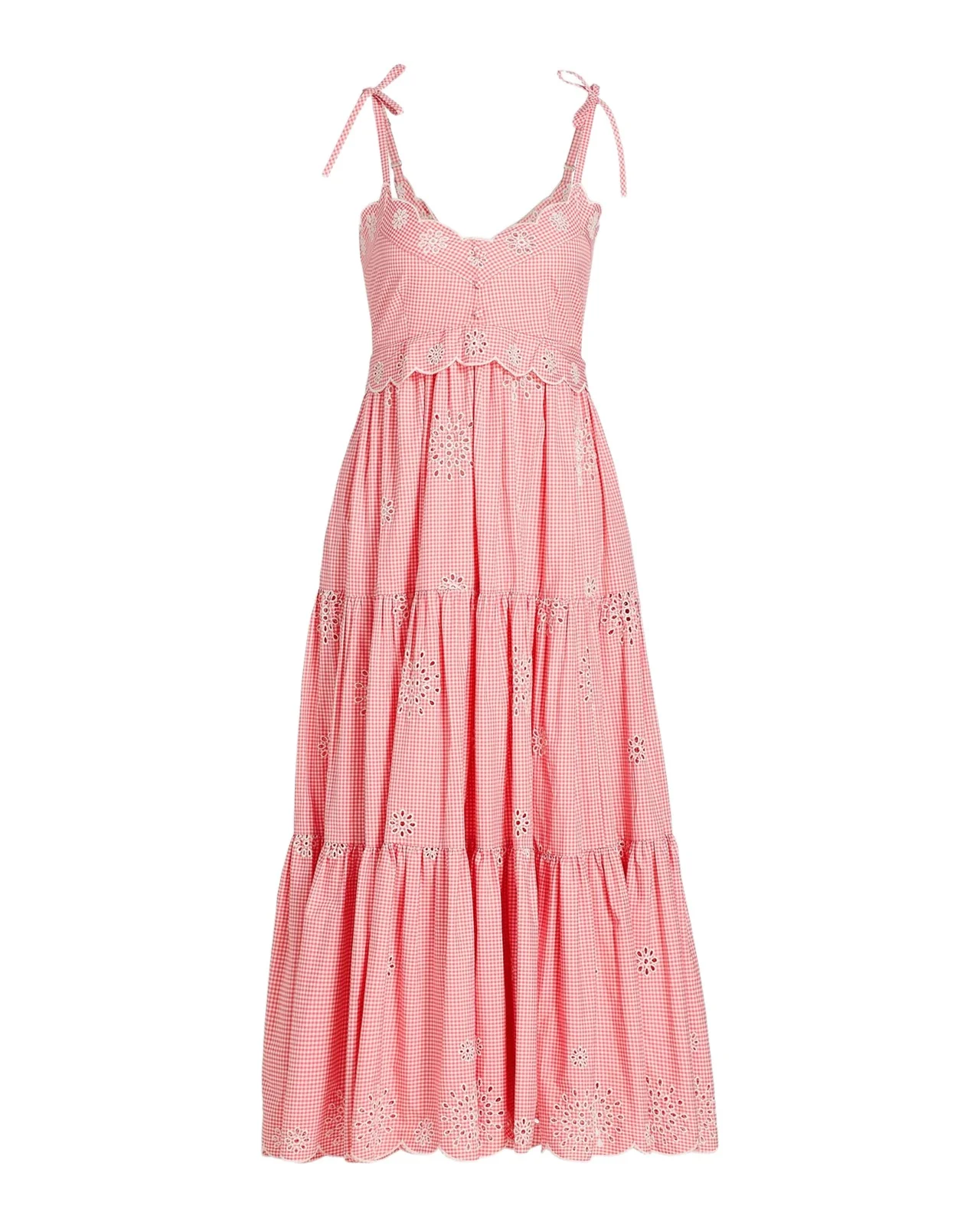 Darcey Gingham Eyelet Midi-Dress Darcey Gingham Eyelet Midi-Dress