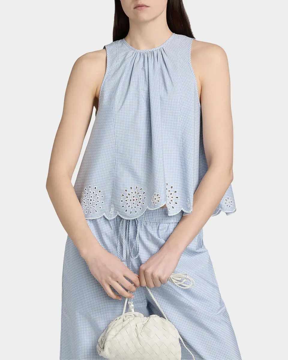 Cinq à Sept Jessa Gingham Eyelet Cotton-Blend Top | Thumbnail 3 Cinq à Sept Jessa Gingham Eyelet Cotton-Blend Top | Thumbnail 3