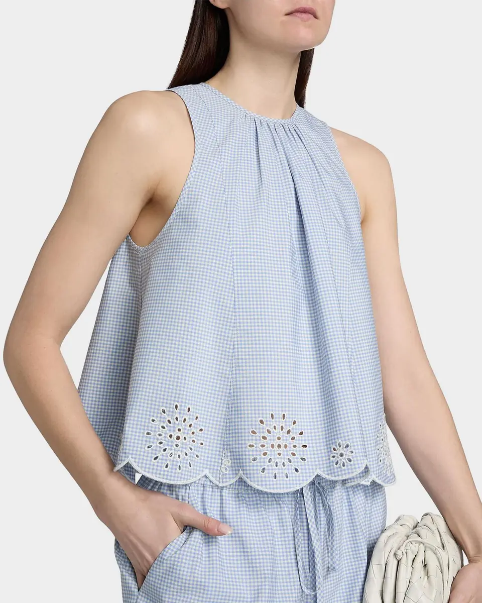 Cinq à Sept Jessa Gingham Eyelet Cotton-Blend Top | Thumbnail 4 Cinq à Sept Jessa Gingham Eyelet Cotton-Blend Top | Thumbnail 4