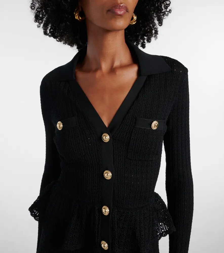 Self-Portrait Pointelle peplum minidress | Thumbnail 4 Self-Portrait Pointelle peplum minidress | Thumbnail 4