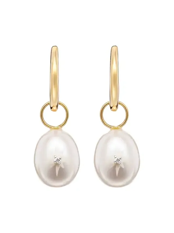 14kt gold drop earrings with pearls and diamonds 14kt gold drop earrings with pearls and diamonds