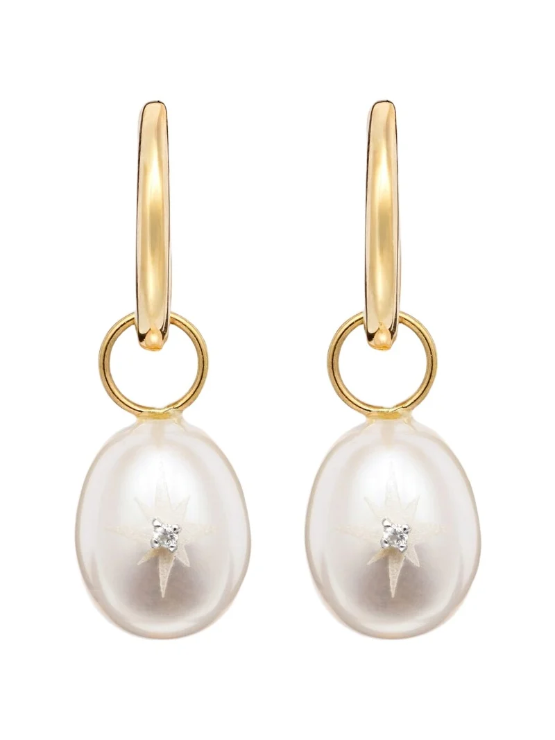 14kt gold drop earrings with pearls and diamonds 14kt gold drop earrings with pearls and diamonds