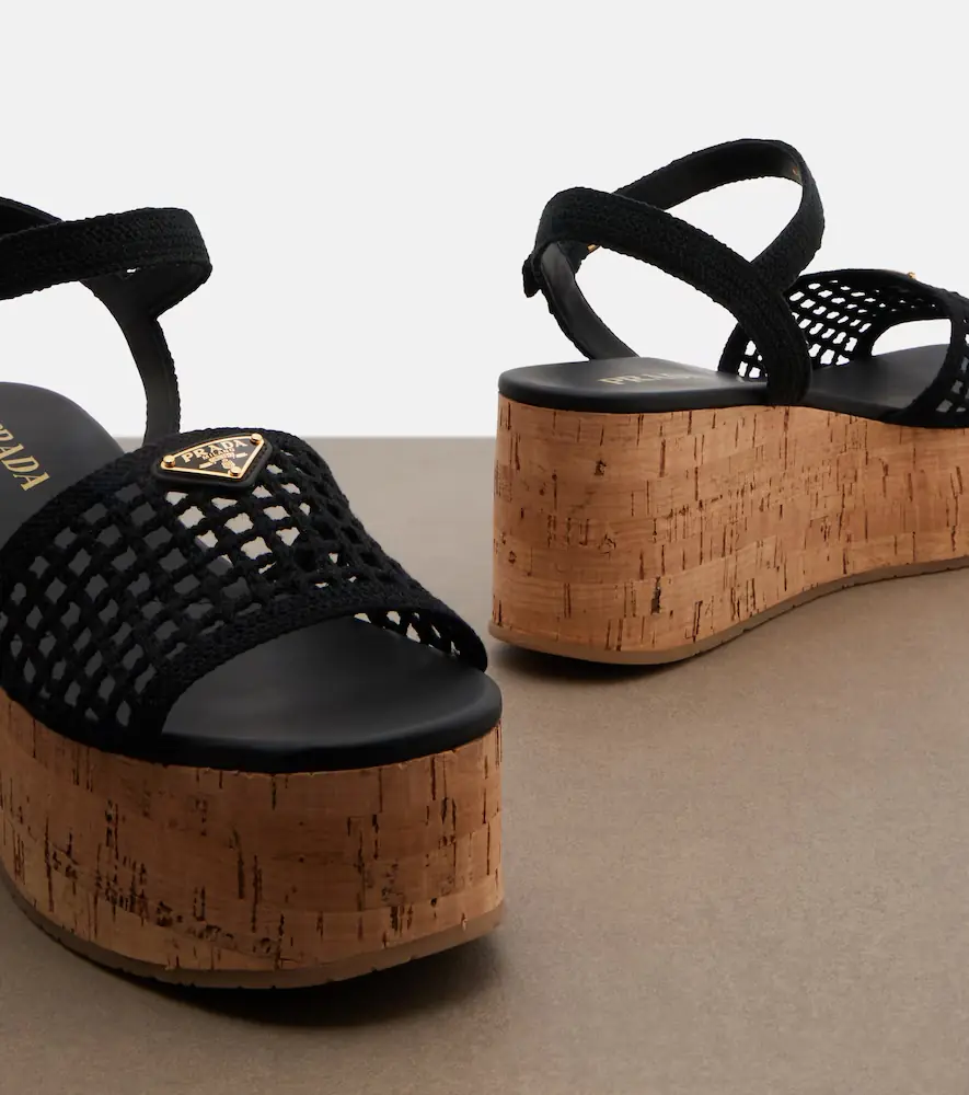 Prada Crochet wedge sandals | Thumbnail 2 Prada Crochet wedge sandals | Thumbnail 2