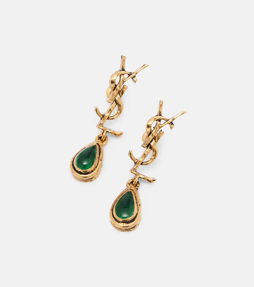 Saint Laurent Cassandre embellished drop earrings | Thumbnail 2