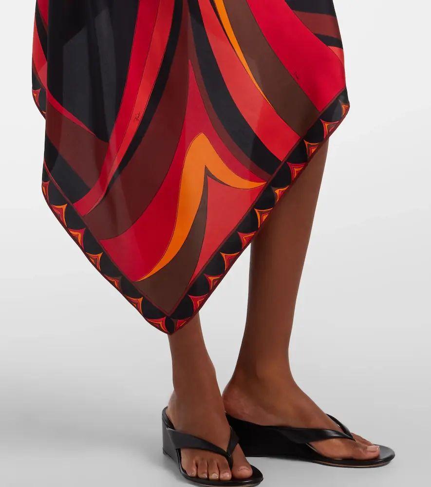 PUCCI Fari asymmetric silk twill midi dress | Thumbnail 3 PUCCI Fari asymmetric silk twill midi dress | Thumbnail 3
