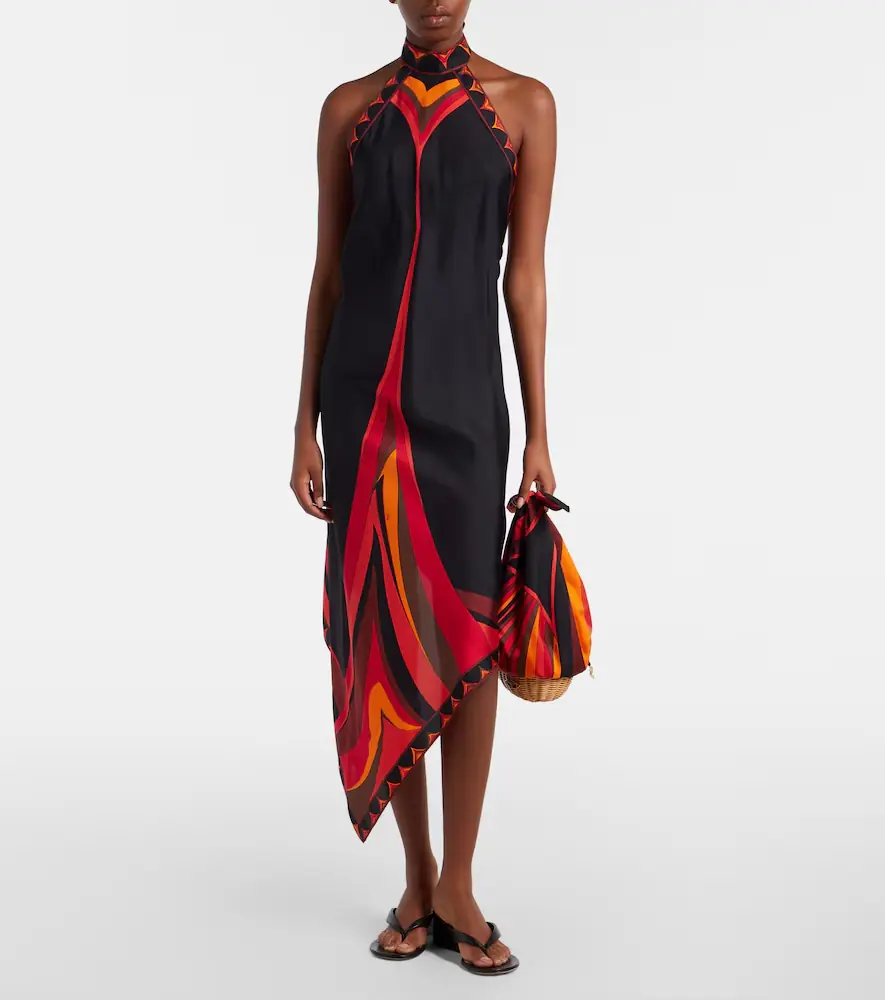 PUCCI Fari asymmetric silk twill midi dress | Thumbnail 4 PUCCI Fari asymmetric silk twill midi dress | Thumbnail 4