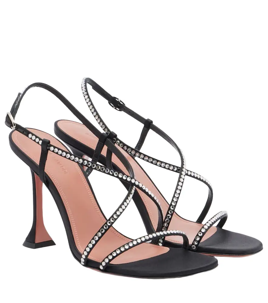 Amina Muaddi Sally crystal-embellished satin sandals | Image 1 Amina Muaddi Sally crystal-embellished satin sandals | Image 1