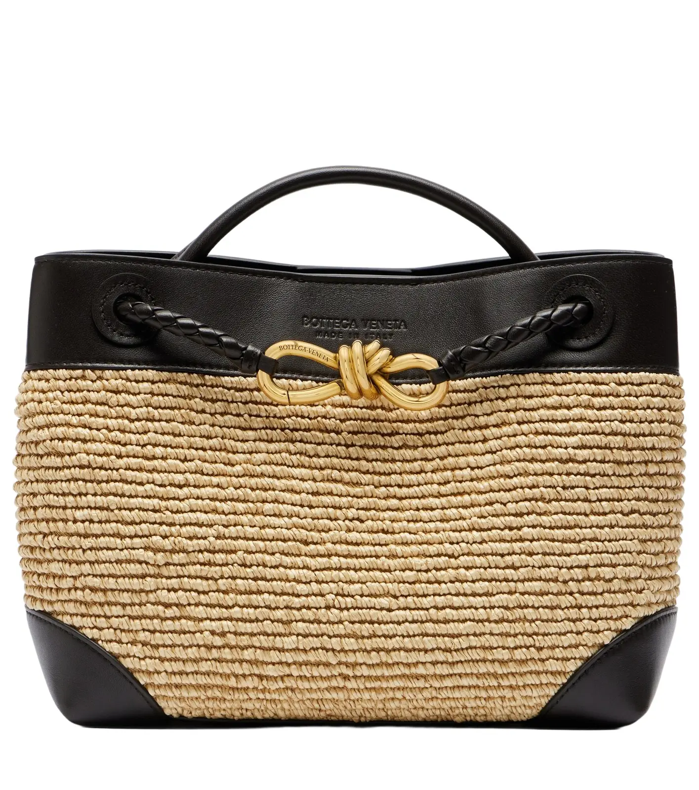 Andiamo Small leather and raffia top-handle bag Andiamo Small leather and raffia top-handle bag