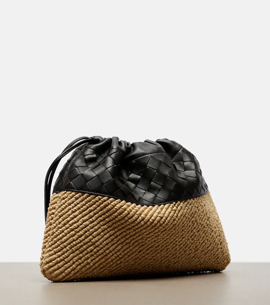 Bottega Veneta Dustbag Small raffia and leather pouch | Thumbnail 2