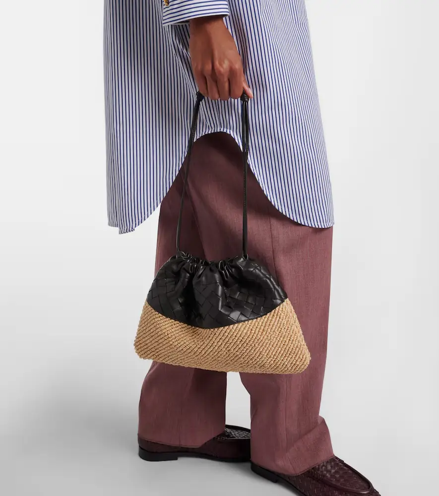 Bottega Veneta Dustbag Small raffia and leather pouch | Thumbnail 6