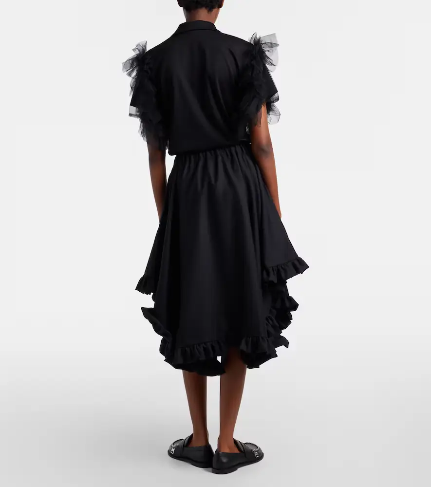 Noir Kei Ninomiya Ruffled tiered wool midi skirt | Thumbnail 2 Noir Kei Ninomiya Ruffled tiered wool midi skirt | Thumbnail 2