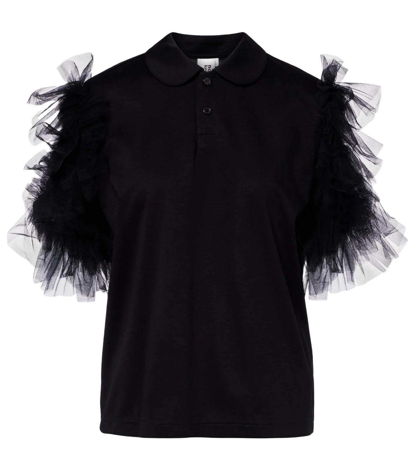 Tulle-trimmed cotton polo shirt