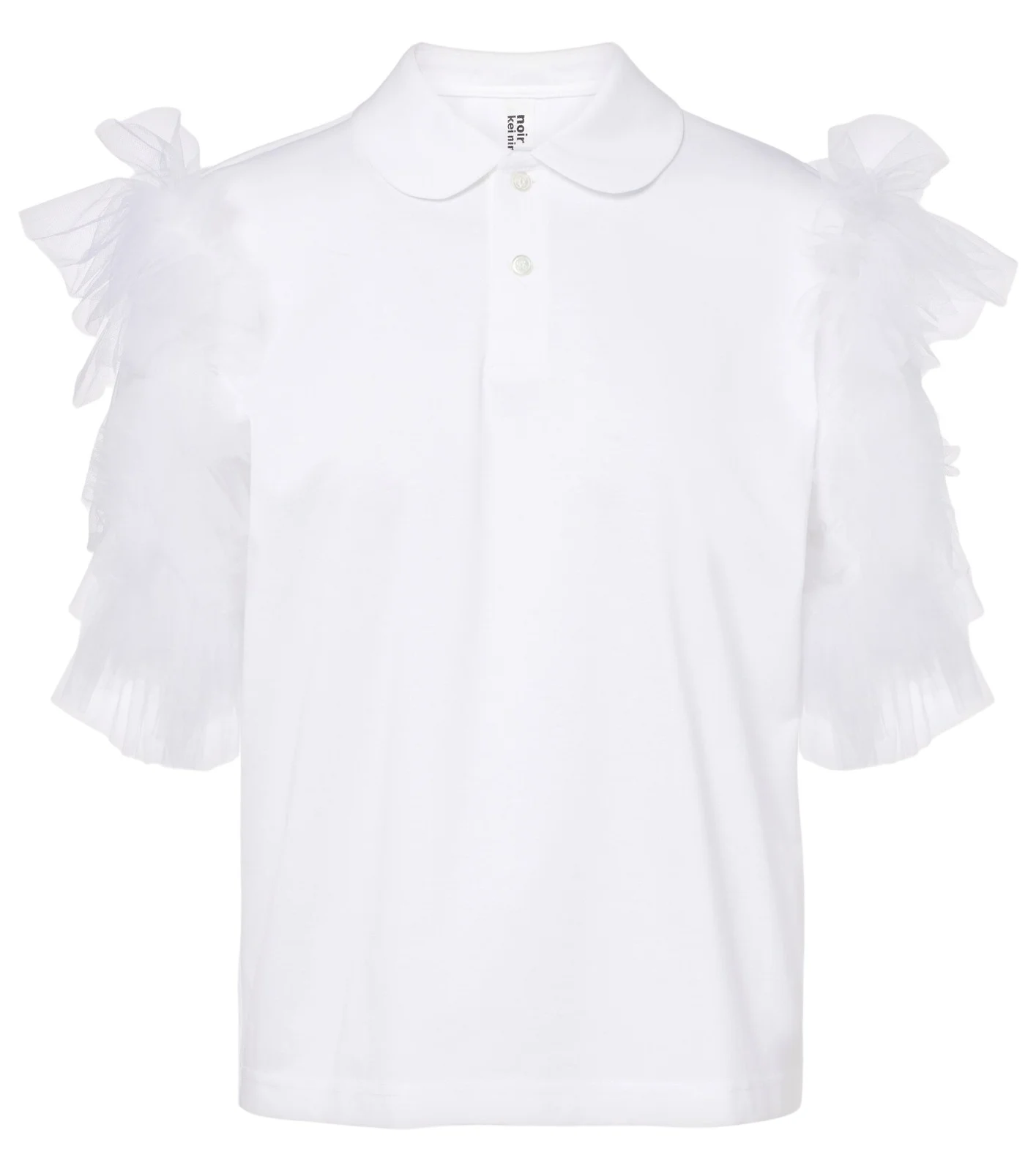 Tulle-trimmed cotton polo shirt