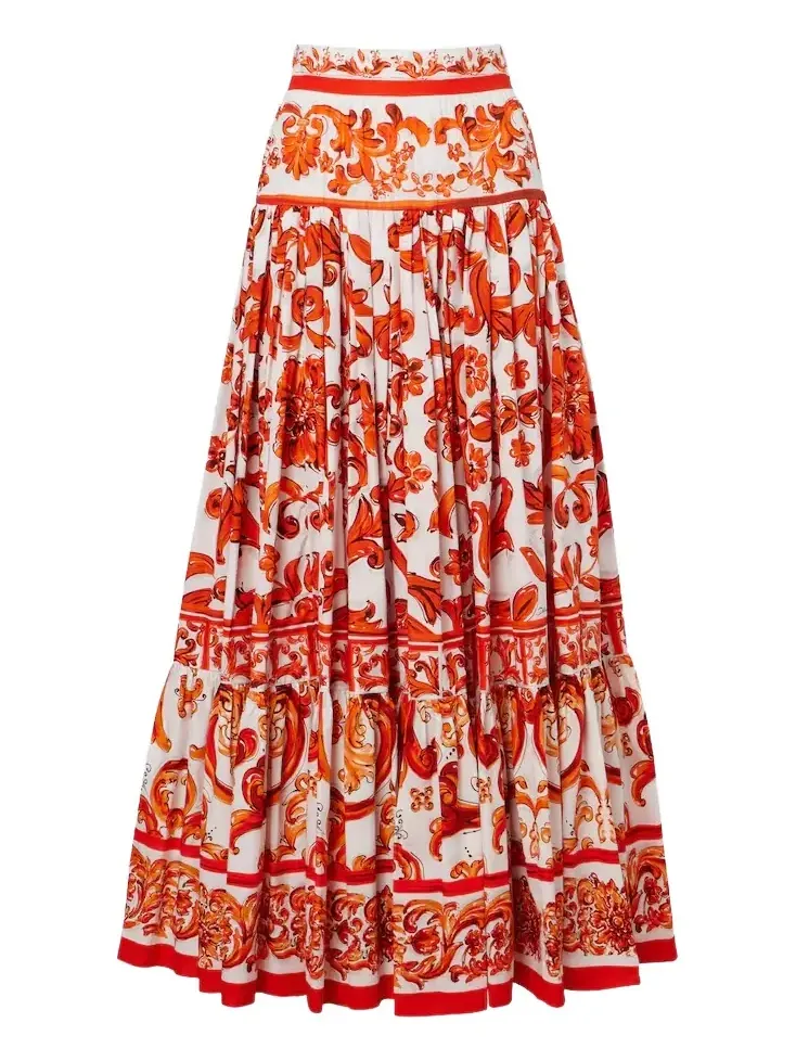 Majolica cotton poplin maxi skirt Majolica cotton poplin maxi skirt