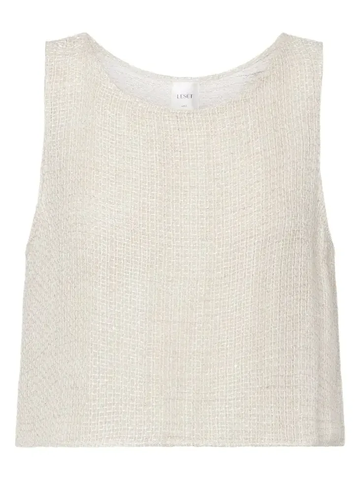 Stella sequined linen-blend top Stella sequined linen-blend top