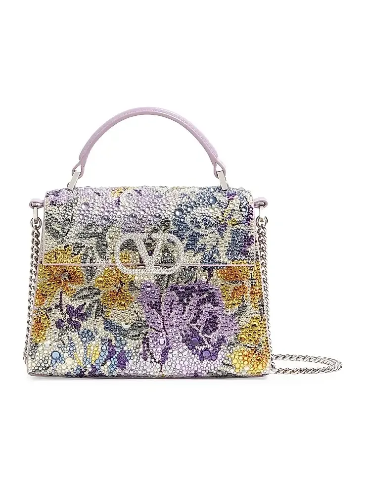 Valentino Women's VSling Mini Top Handle Bag with Flowerism Rhinestone Motif