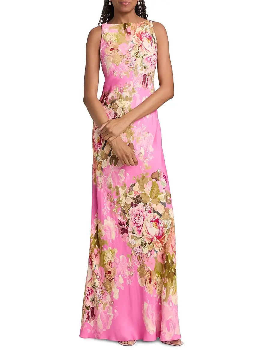 Hemant & Nandita Women's Floral Bais-Cut Maxi Dress - Pink | Thumbnail 2