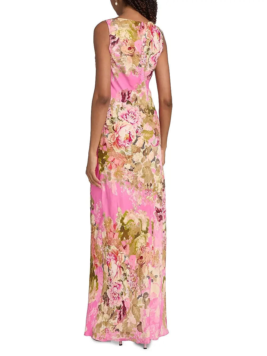 Hemant & Nandita Women's Floral Bais-Cut Maxi Dress - Pink | Thumbnail 5