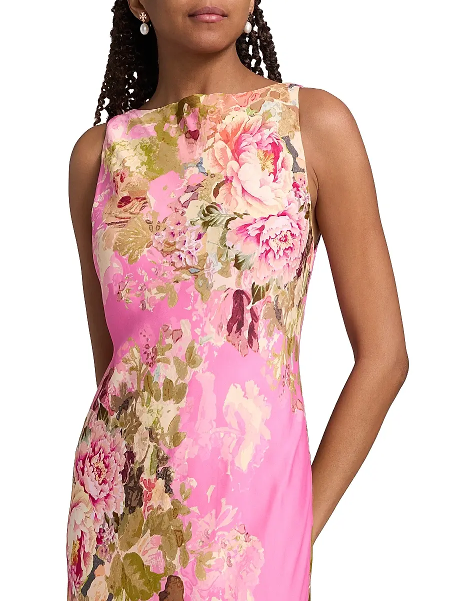 Hemant & Nandita Women's Floral Bais-Cut Maxi Dress - Pink | Thumbnail 6