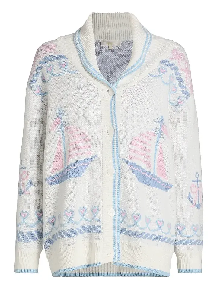 Women's Aribella Rib-Knit Nautical Cotton Cardigan