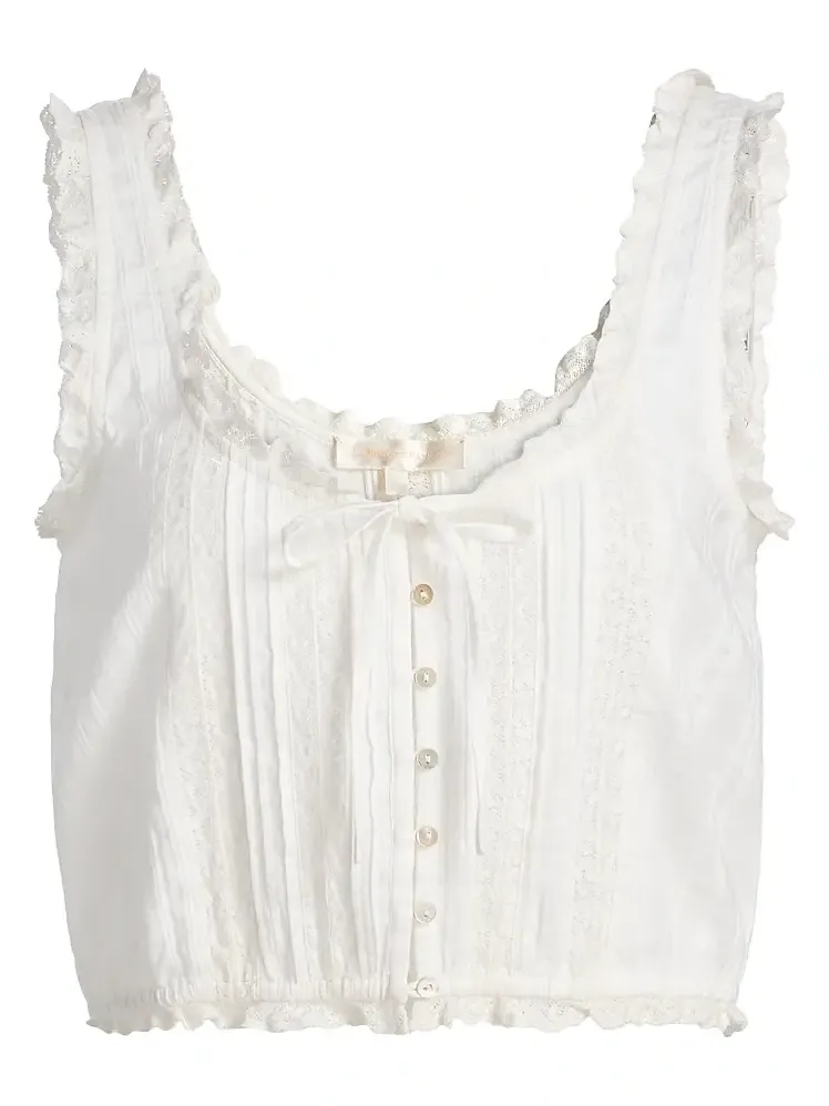 Women's Blyss Lace-Trim Cotton Crop Top Women's Blyss Lace-Trim Cotton Crop Top