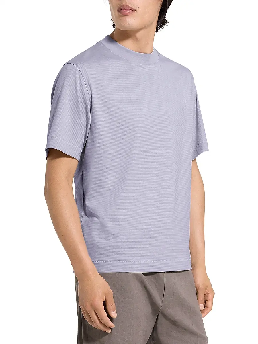 Theory Men's Striped Relaxed-Fit T-Shirt - Gray Lilac | Thumbnail 4 Theory Men's Striped Relaxed-Fit T-Shirt - Gray Lilac | Thumbnail 4
