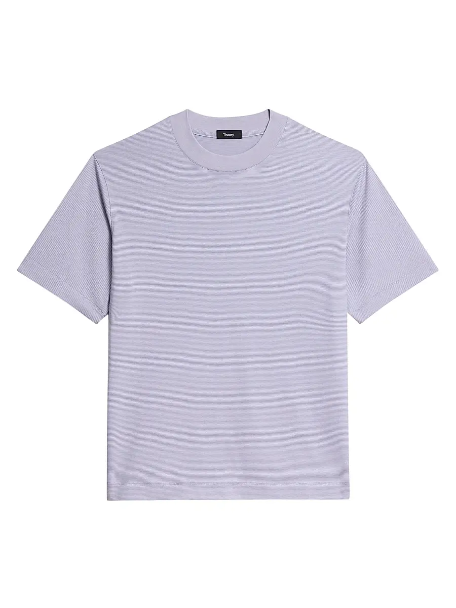 Theory Men's Striped Relaxed-Fit T-Shirt - Gray Lilac | Image 1 Theory Men's Striped Relaxed-Fit T-Shirt - Gray Lilac | Image 1