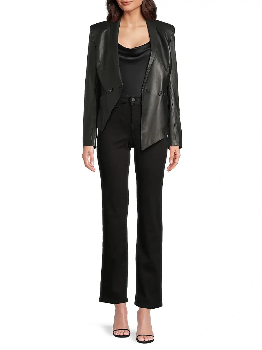 Undra Celeste Women's Vintage Double-Breasted Leather Blazer | Thumbnail 2 Undra Celeste Women's Vintage Double-Breasted Leather Blazer | Thumbnail 2