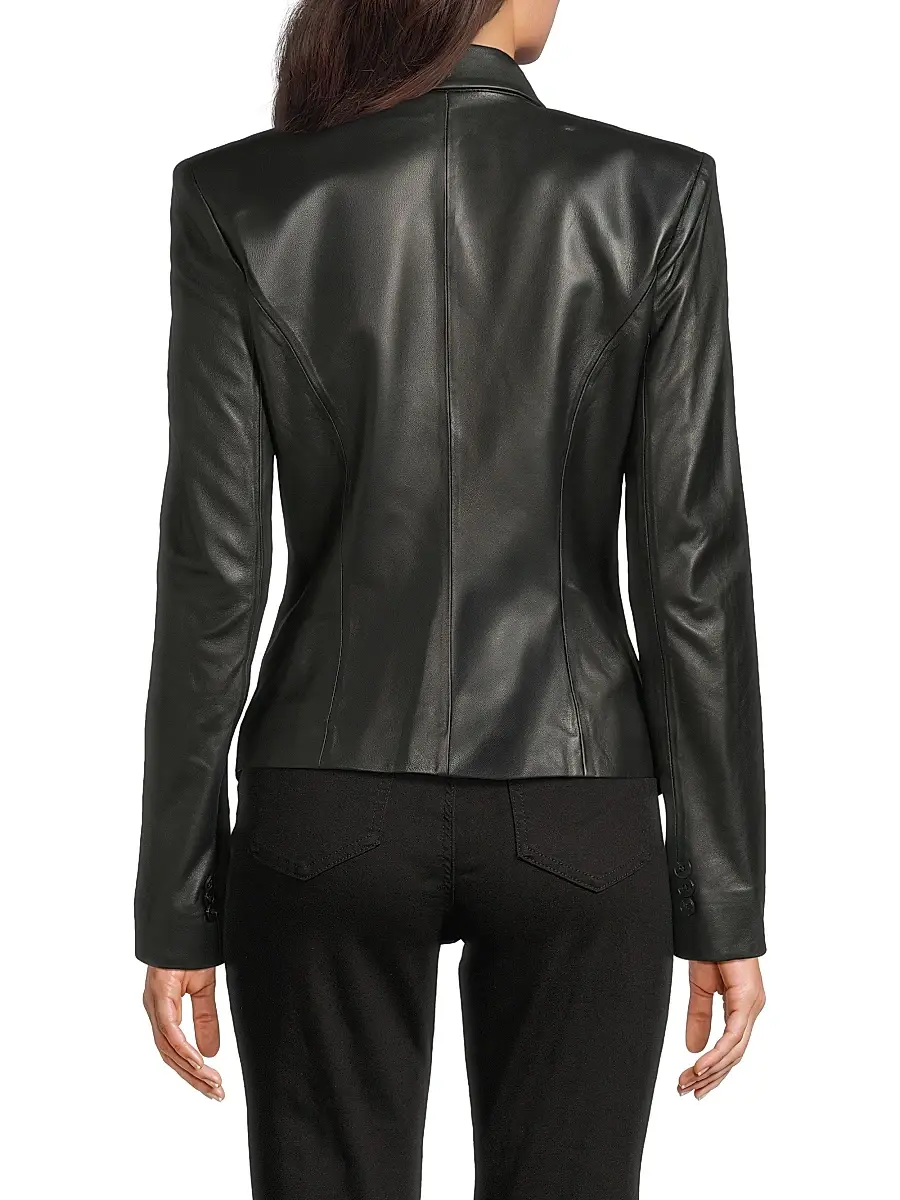 Undra Celeste Women's Vintage Double-Breasted Leather Blazer | Thumbnail 5 Undra Celeste Women's Vintage Double-Breasted Leather Blazer | Thumbnail 5