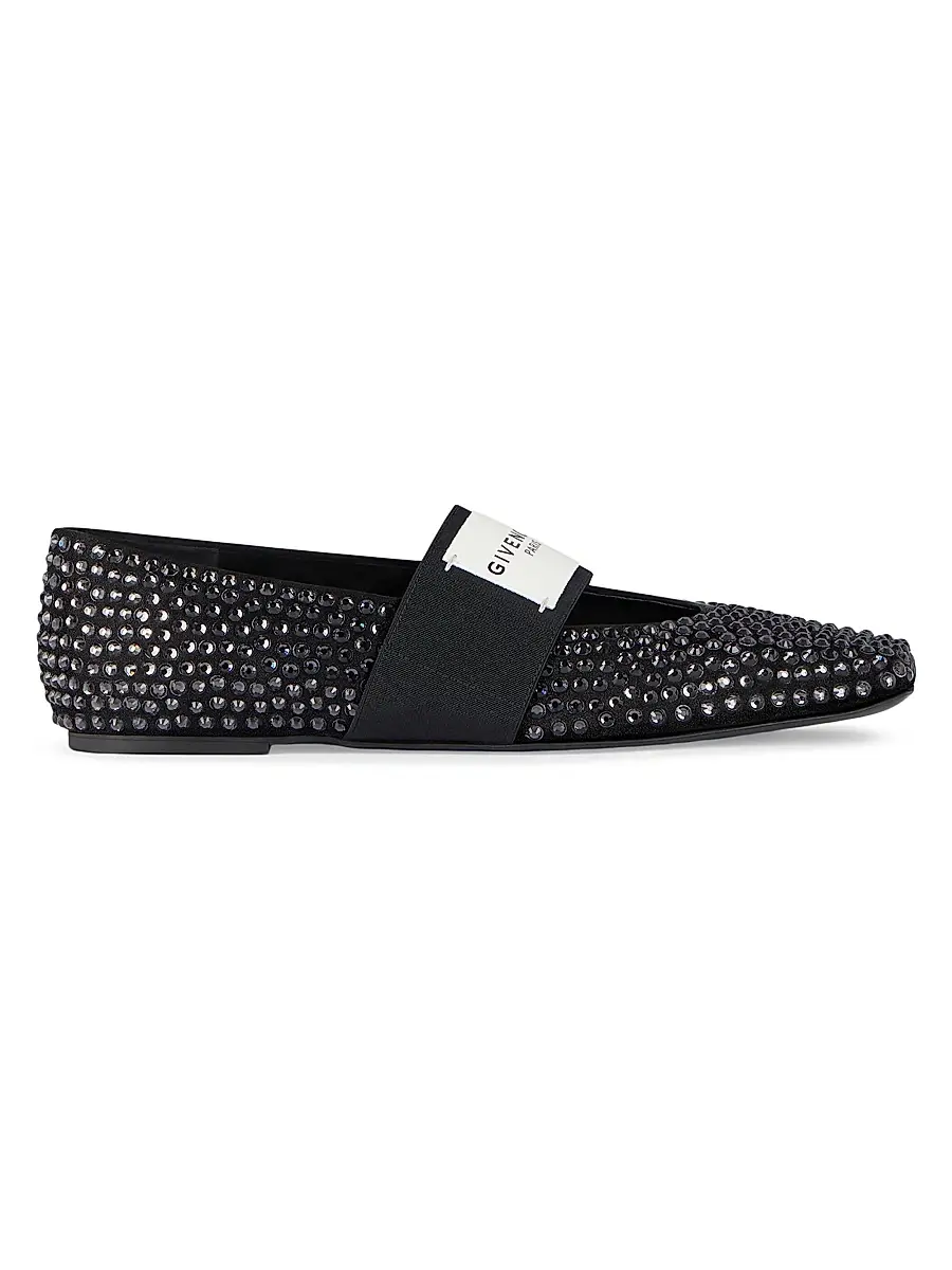 Givenchy Women's Sliced Square Ballerinas in Suede with Strass - Black | Image 1 Givenchy Women's Sliced Square Ballerinas in Suede with Strass - Black | Image 1
