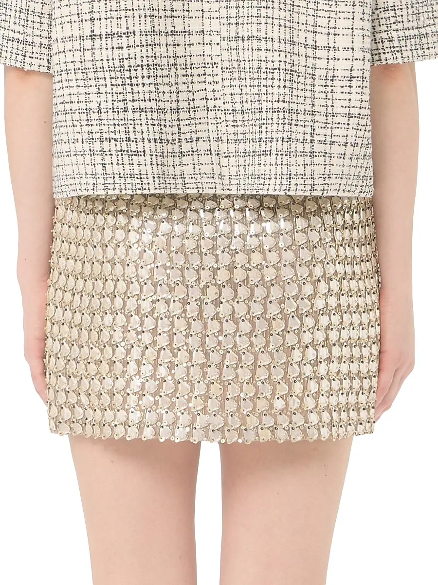 Valentino Women's Mini Skirt in Embroidered Organza - Silver | Thumbnail 5 Valentino Women's Mini Skirt in Embroidered Organza - Silver | Thumbnail 5