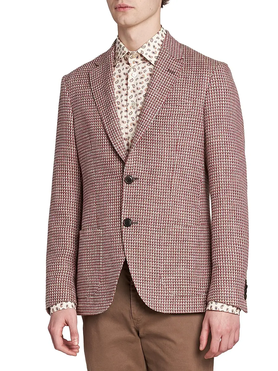 Etro Men's Multicolored Cotton-Linen Sport Coat | Thumbnail 4 Etro Men's Multicolored Cotton-Linen Sport Coat | Thumbnail 4