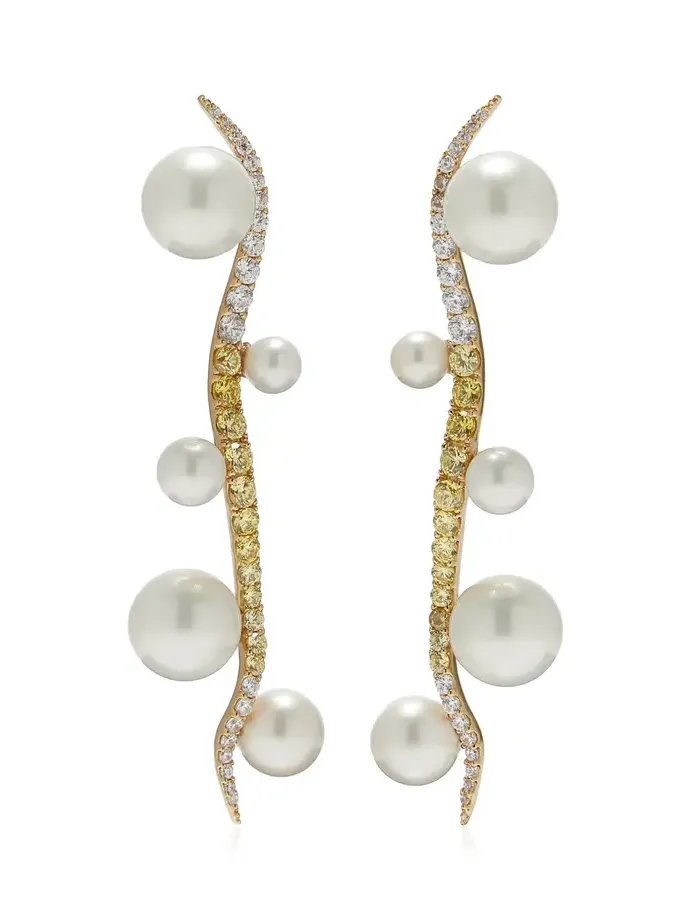 Snowflower Blades of Grass Earrings
