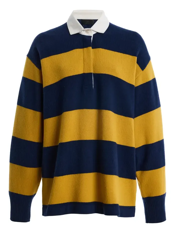 Rashida Striped Wool-Cashmere Rugby Sweater