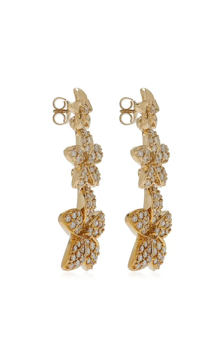 Sydney Evan Plumeria Linear 14K Gold Diamond Earrings | Thumbnail 3 Sydney Evan Plumeria Linear 14K Gold Diamond Earrings | Thumbnail 3