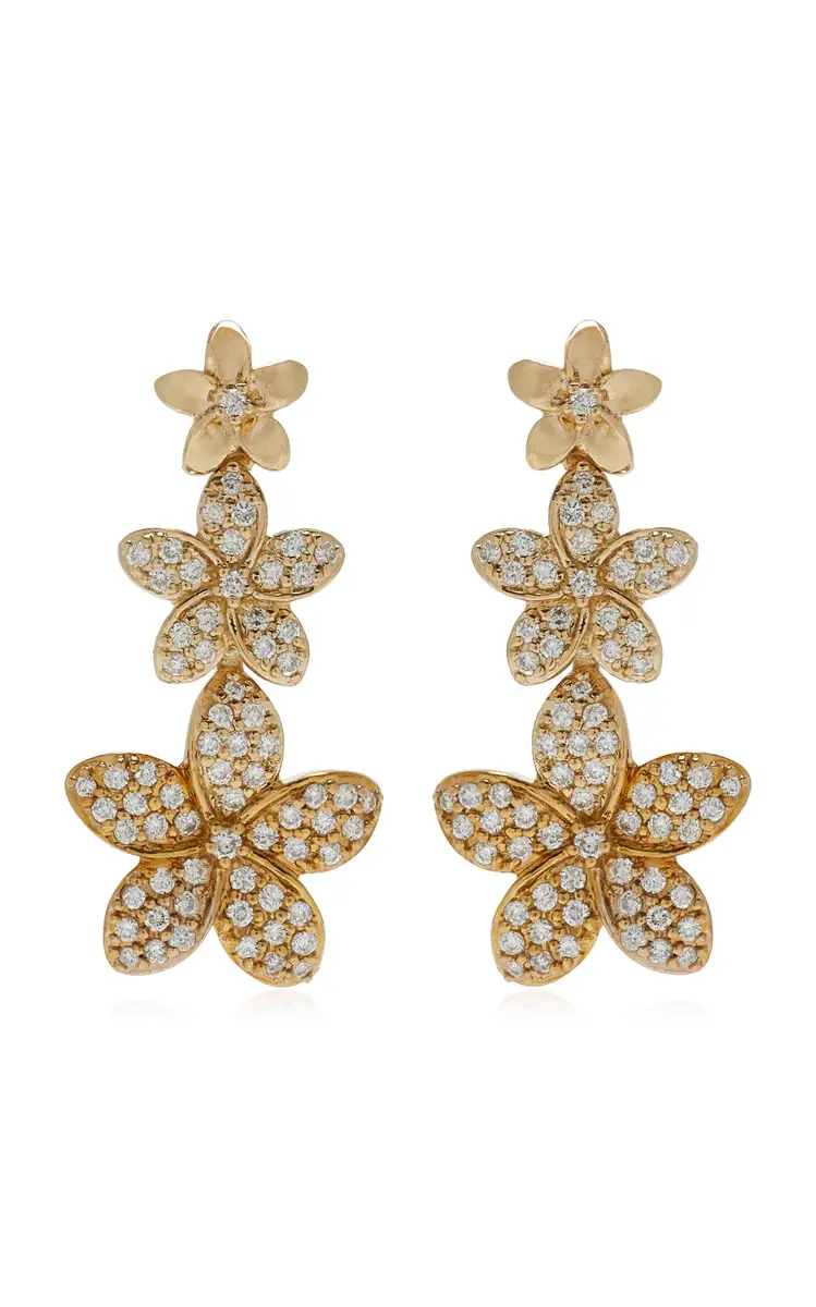 Sydney Evan Plumeria Linear 14K Gold Diamond Earrings | Thumbnail 4 Sydney Evan Plumeria Linear 14K Gold Diamond Earrings | Thumbnail 4