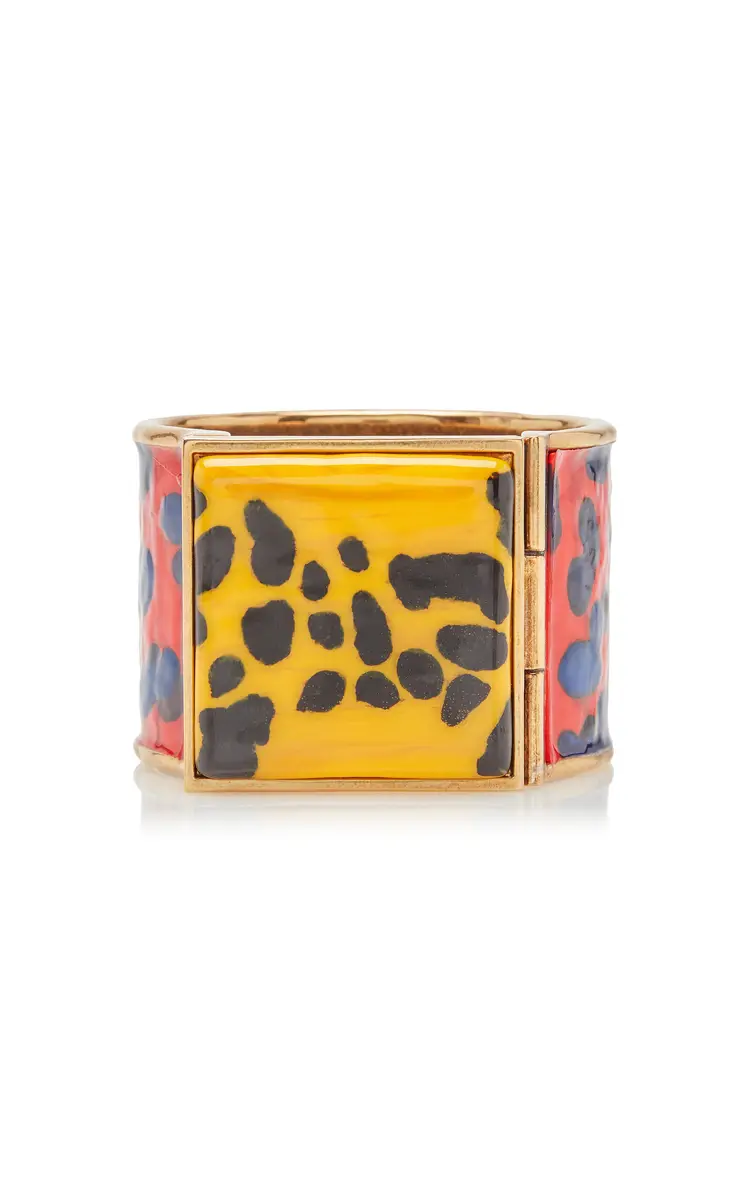 Dries Van Noten Patterned Enamel Cuff Bracelet