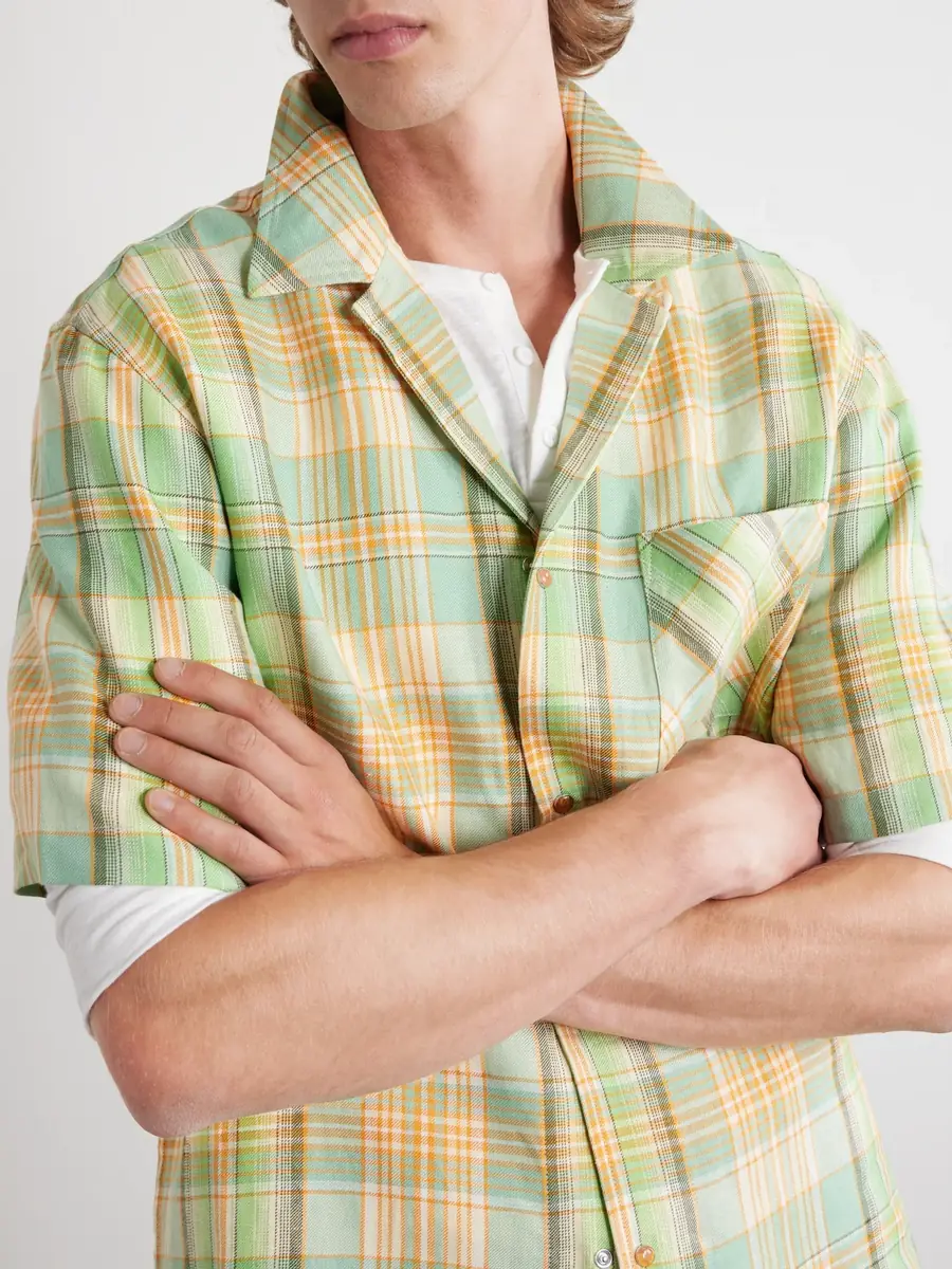 God’s True Cashmere Convertible-Collar Checked Linen Shirt - Men | Thumbnail 5 God’s True Cashmere Convertible-Collar Checked Linen Shirt - Men | Thumbnail 5