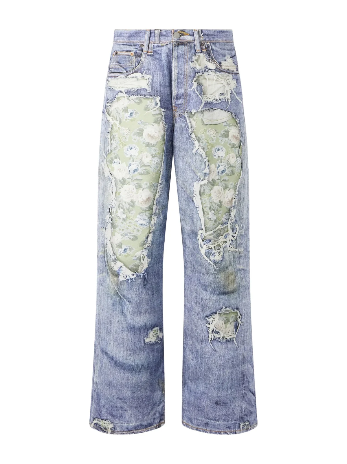 Wide-Leg and Rose-Printed Cotton Jeans - Men