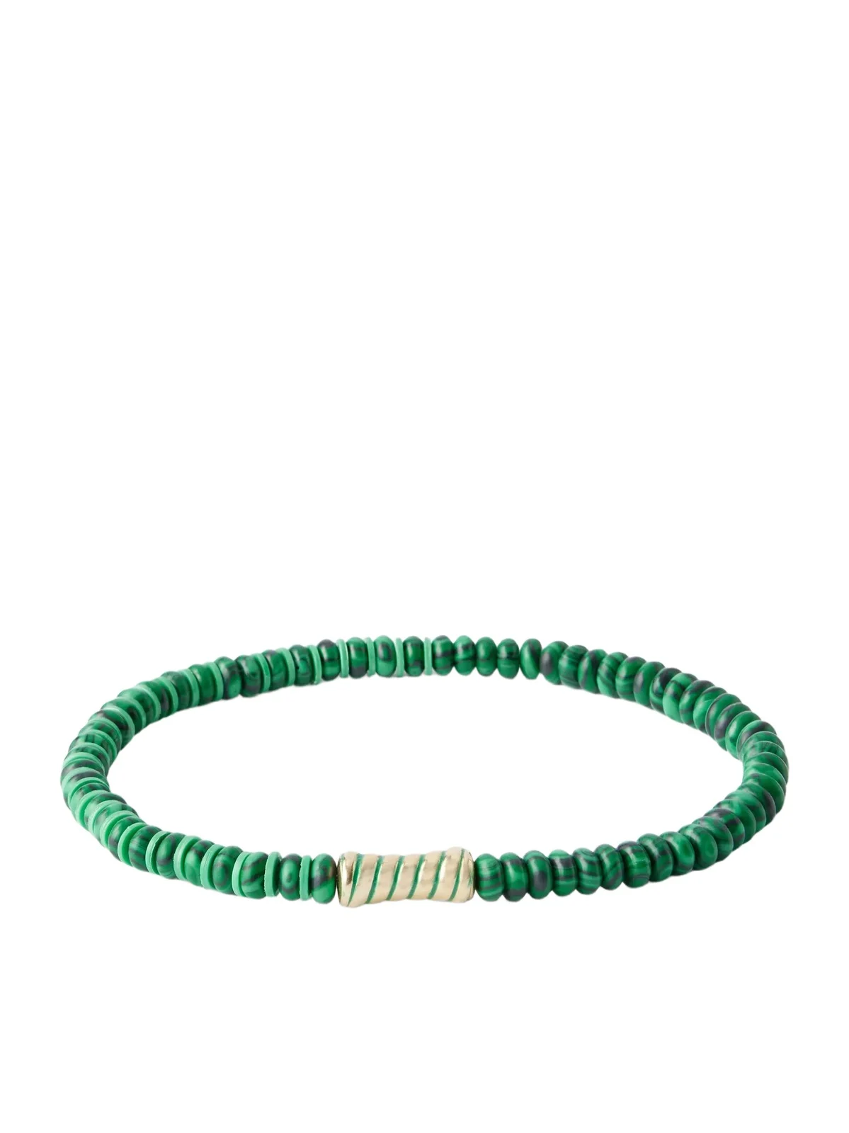 14-Karat Gold Malachite Beaded Bracelet - Men