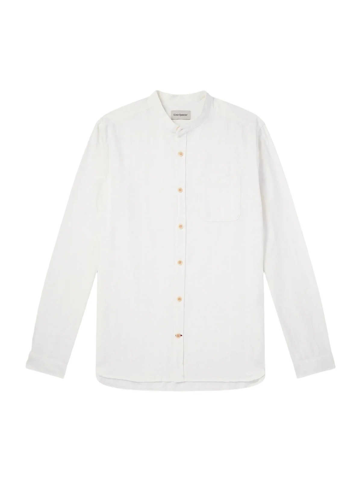 Grandad-Collar Striped Cotton Shirt - Men